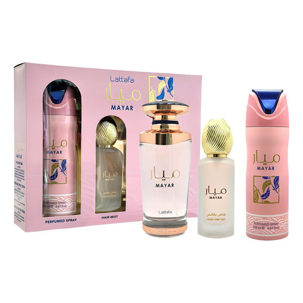 Perfume Set Lattafa Mayar Con Perfume Body Spray Y Air Mist Exclusividad Y Sofisticacion