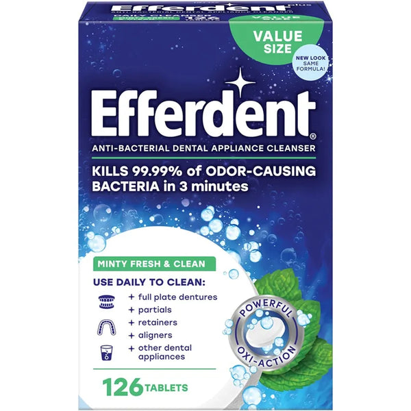 Limpiador De Dentadura Efferdent Anti Bacterial Frescura A Menta