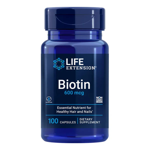 Biotina 600 Mcg Cabello Fuerte Suplemento Vitamina En Cápsulas Sin Gluten