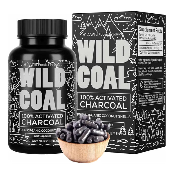 Capsulas Carbón Activado Organicas Coco Contra Resaca Y Hinchazón
