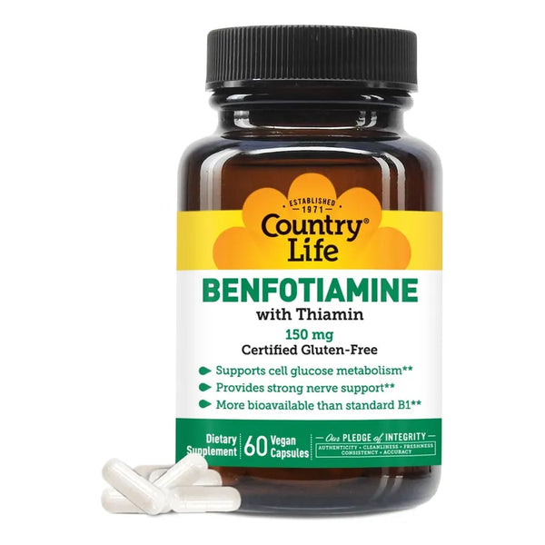 Benfotiamina Y Tiamina 150 Mg Salud Nerviosa 60 Cápsulas Vegetarianas