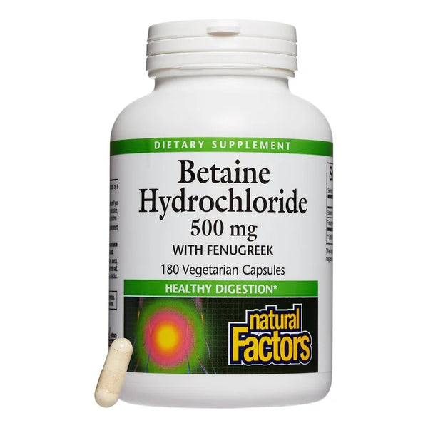 Betaína HCL 500 Mg Digestión Saludable 180 Cápsulas