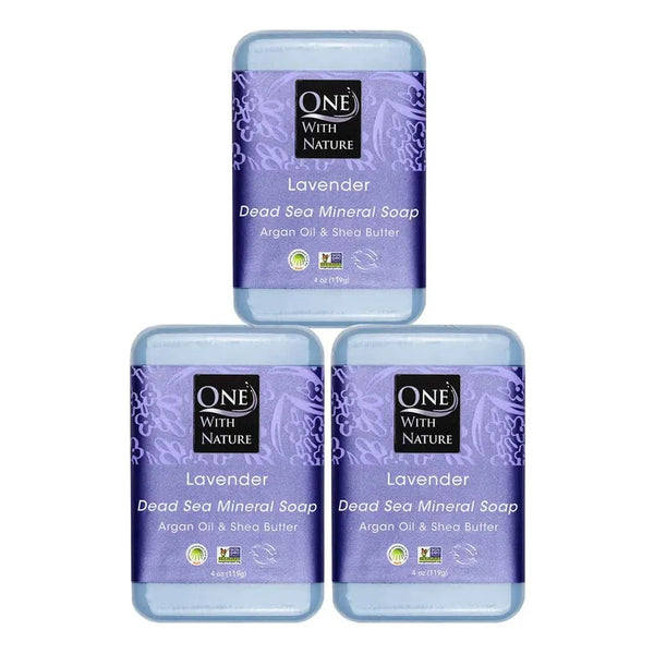 Barra De Jabón Mineral De Lavanda Del Mar Muerto 3x113g Limpieza Profunda Y Revitalizante