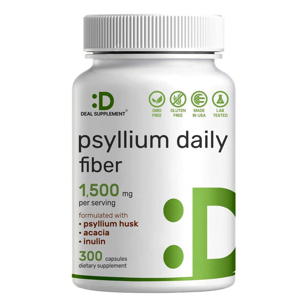 Cáscara De Psyllium 1500 Mg 3 En 1 Inulina Y Acacia 300 Capsulas
