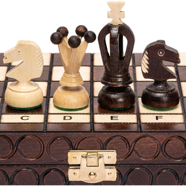 Juego De Ajedrez Husaria 11.3 Pulgadas Hecho A Mano Tablero Plegable Tradicional Europeo