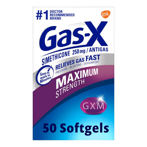 Alivio De Gases Simeticona 250 Mg 50 Cápsulas De Máxima Resistencia