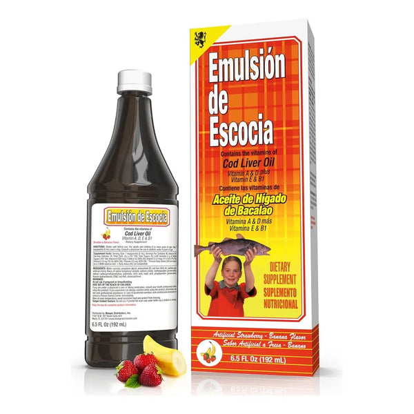 Aceite De Hígado De Bacalao Sabor Fresa Plátano 185g Suplemento Familiar