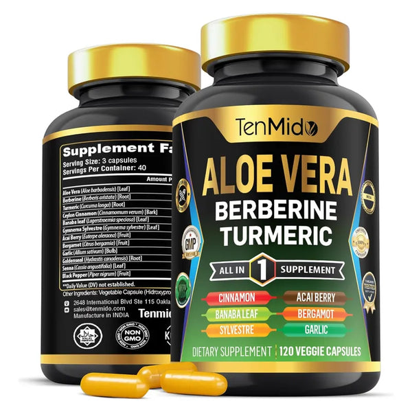 Capsulas Aloe Vera Formula 12 En 1 Con Berberina Curcuma