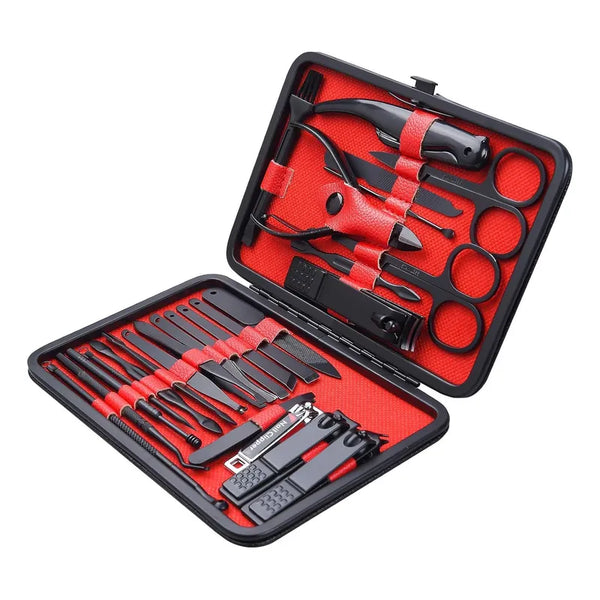 Kit De Manicura 26 Piezas Acero Inoxidable Con Estuche De Lujo