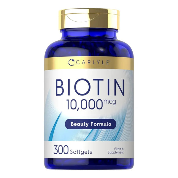Biotina 10000 Mcg 300 Cápsulas Carlyle Máxima Fuerza Apoyo a Belleza