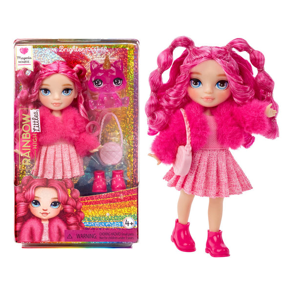 Muñeca Articulada Magenta Monroe 14 Cm Con Gatito Rosa Y Accesorios