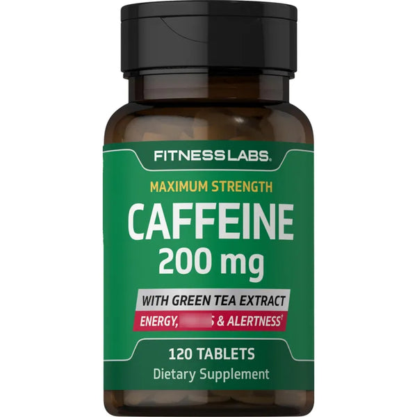 Pildoras Cafeina 200 Mg 120 Tabletas Vegetariano Sin Gluten Energetico Natural