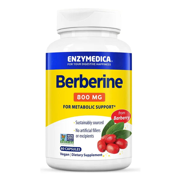 Berberina 800 Mg Enzymedica 60 Cápsulas Apoyo Metabólico Salud