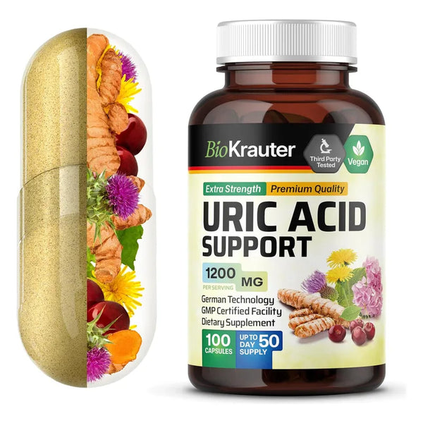 Capsulas Apoyo Acido Urico Bio Krauter Vegano 1200 Mg Renal Salud