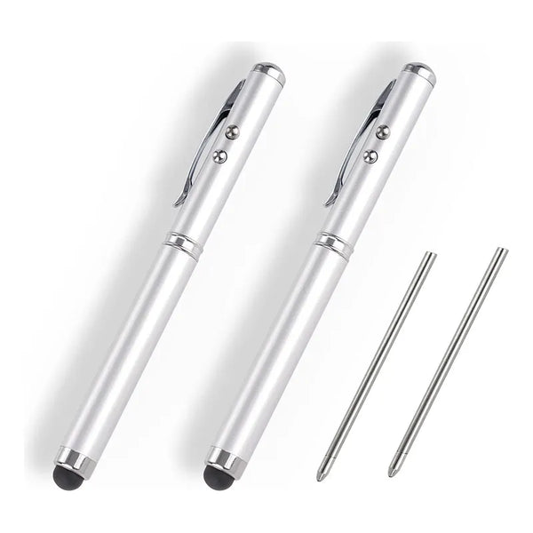 Bolígrafo Multifuncional Metal Lápiz Táctil Linterna Blanca