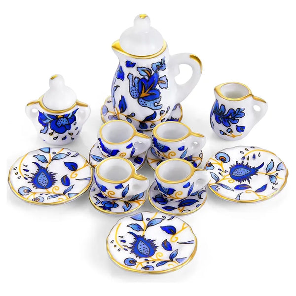 Juego De Tazas De Te De Porcelana Miniatura 15 Piezas Elegante Y Exquisito