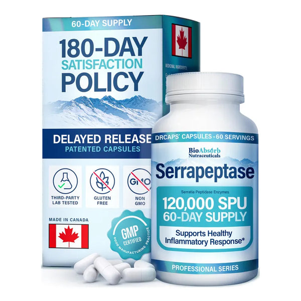 Enzima Serrapeptase BioAbsorb Alta Potencia 120000 Spu Suplemento Vegetariano