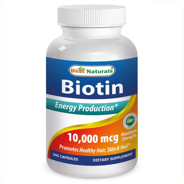 Biotina Alta Potencia 10000 Mcg Para Crecimiento Saludable 200 Cápsulas