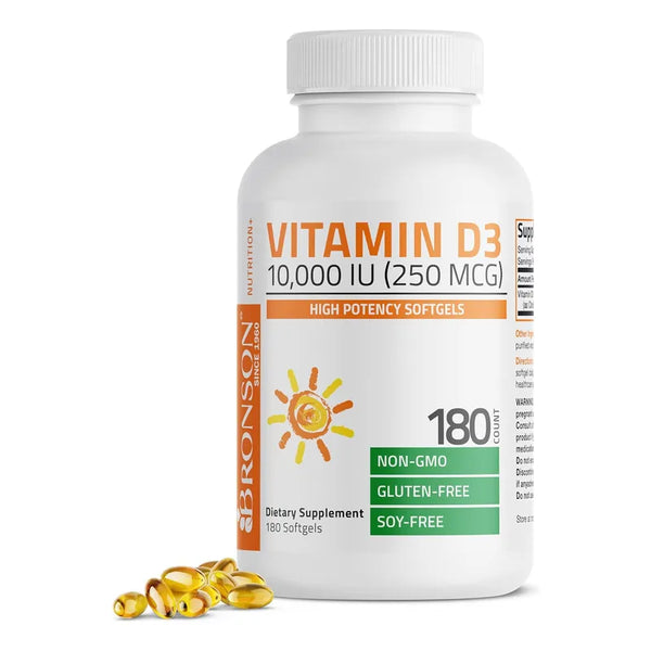 Bronson Vitamina D3 Alta Potencia 10000 UI 250 Mcg Cápsulas Blandas