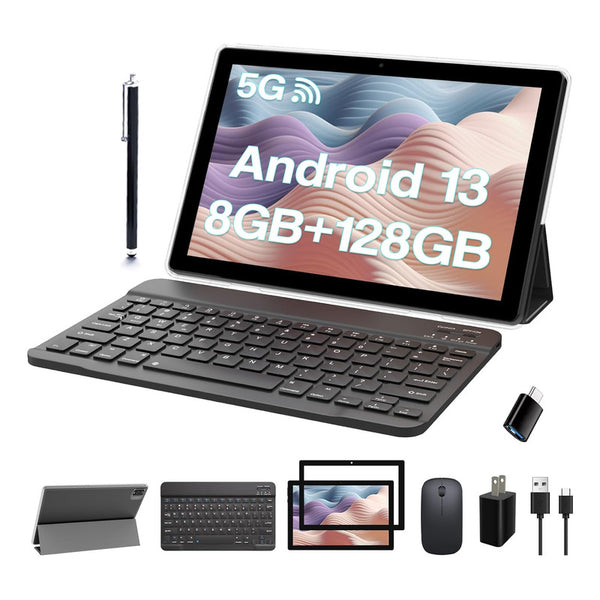 Tablet Android 13 Con Teclado Mouse Funda 8GB RAM 128GB ROM