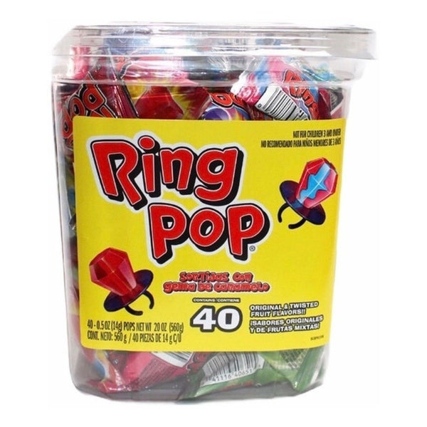 Anillos Ring Pop Dulce De Caramelo 40 Piezas Para Toda Ocasión