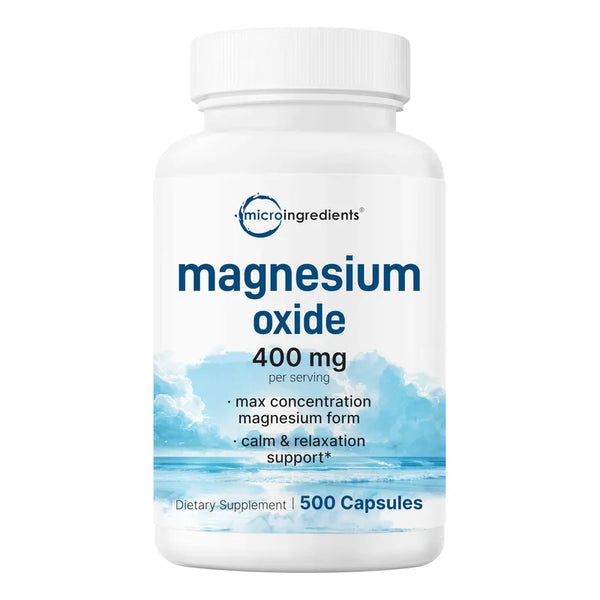 Oxido De Magnesio 400 Mg 500 Capsulas Para Salud Muscular Y Relajación