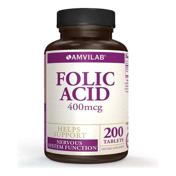 Acido Folico 400 Mcg 200 Tabletas Apoyo Sistema Nervioso 200 Dias Importado