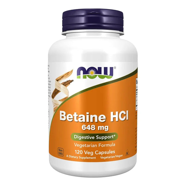 Betaína Hcl 648 Mg Apoyo Digestivo 120 Cápsulas Vegetariana