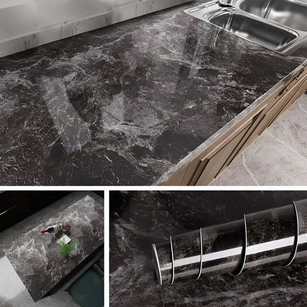 Papel Adhesivo Marmol Oscuro Livelynine Duradero Y Impermeable