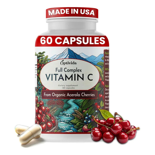 Capsulas De Vitamina C Optivida 60 Unidades Sin Acido Ascorbico