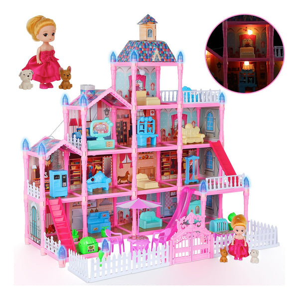 Casa De Muñecas Con Accesorios Y Muebles Con Luces Para Niñas A Partir De 3 Años