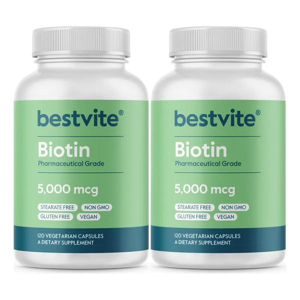 Biotina 5000 Mcg 240 Cápsulas Veganas Para Cabello Uñas