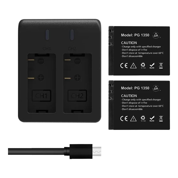 Batería Recargable Dual 1350mAh Para Cámara Brave 7 Ahorra Tiempo Y Energía