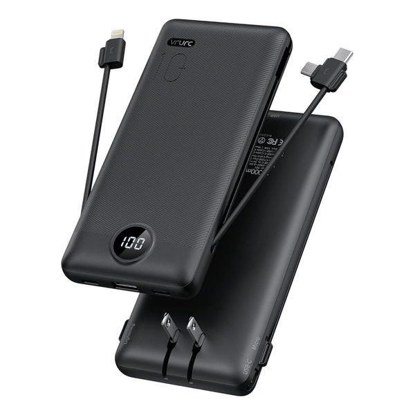 Cargador Portátil Con Cables Integrados Y Enchufe De Pared Para Todo Tipo De Dispositivos