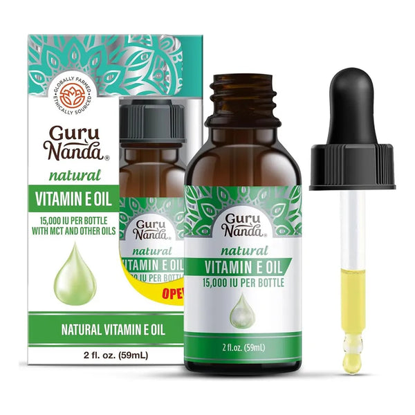 Aceite De Vitamina E Puro Natural GuruNanda 60 Ml Para Piel Y Cabello