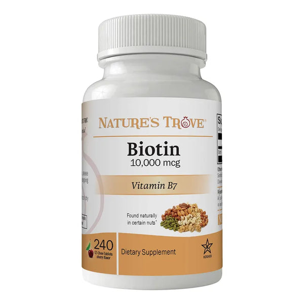Biotina 10000 Mcg Cápsulas Masticables Natures Trove Salud Capilar