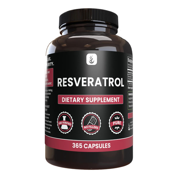 Resveratrol 365 Cápsulas Sin Magnesio Puro Y Verificado Beneficios Un Año