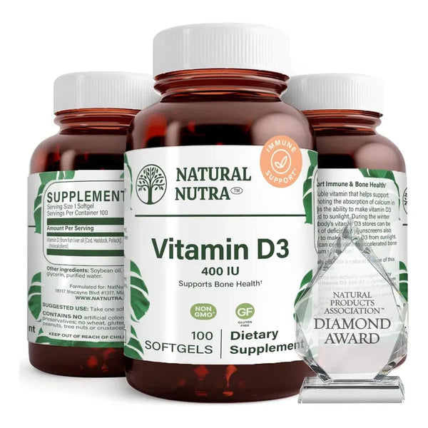 Capsulas De Vitamina D3 400 Ui Natural Nutra Refuerzo Inmunologico Y Oseo