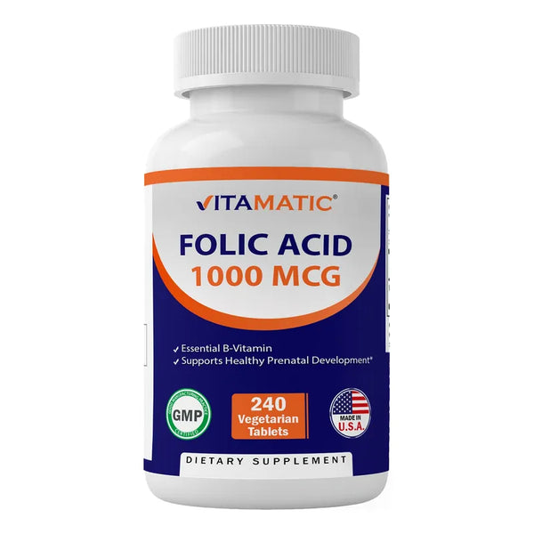 Acido Folico 1000 Mcg Tabletas Vegetarianas 240 Unidades Vitamina B9