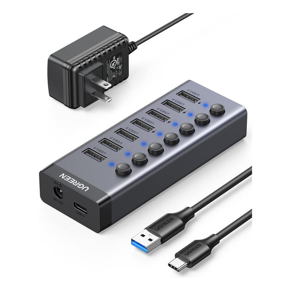 Adaptador Usb 3 0 Hub 7 Puertos Datos Y Carga Extensor Rápido