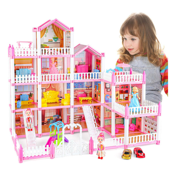 Casa De Muñecas Princesa 4 Pisos Con 16 Habitaciones Y Accesorios Para Niñas