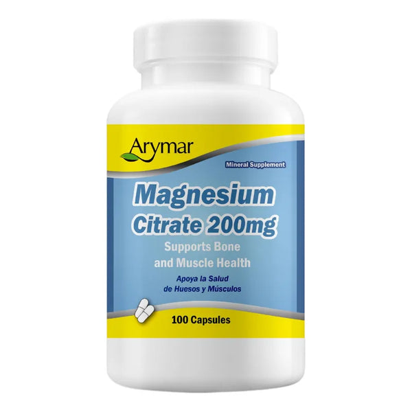 Suplemento Citrato De Magnesio 200 Mg 100 Cápsulas Para Energía Y Salud Muscular
