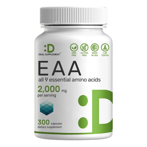 Aminoácidos Esenciales Eaa 9 En 1 2000 Mg 300 Capsulas Para Masa Muscular