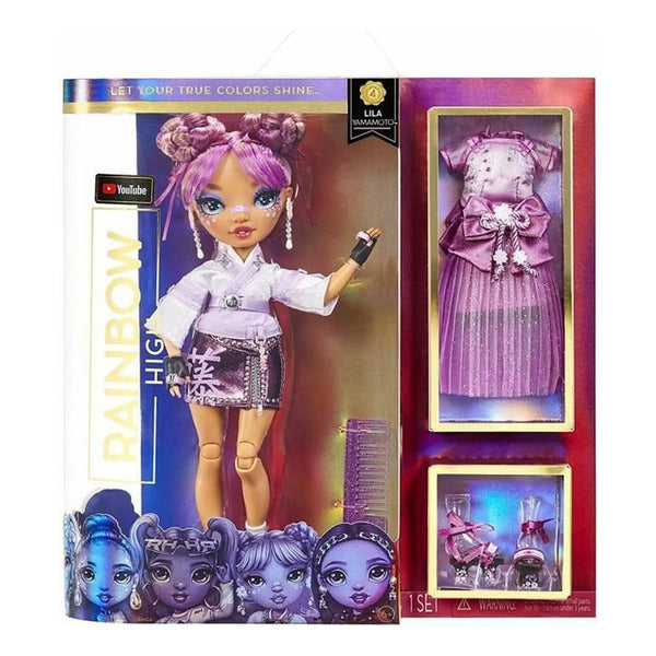 Rainbow High Lila Yamamoto Muñeca De Moda Púrpura Malva Con 2 Trajes Intercambiables