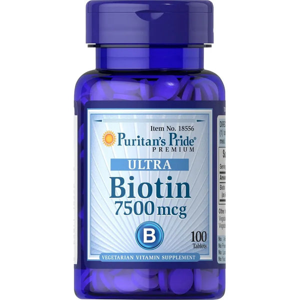 Capsulas De Biotina 7500 Mcg Puritan's Pride Para Cabello Saludable