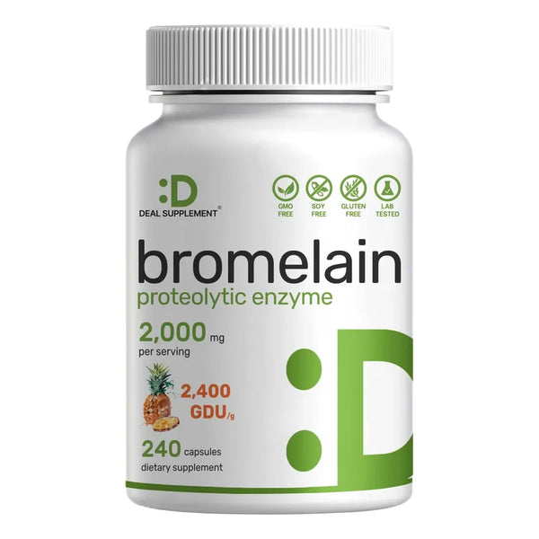 Bromelina 2000 Mg 240 Capsulas Enzimas Naturales De Piña Mejora Digestión