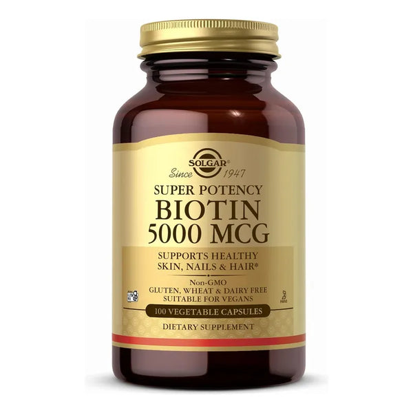 Biotina Solgar 5000 Mcg Cápsulas Para Piel Uñas Y Cabello Saludables