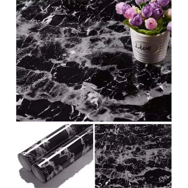 Papel Contacto Mármol Negro Autoadhesivo Vinilo Extraíble Yancorp