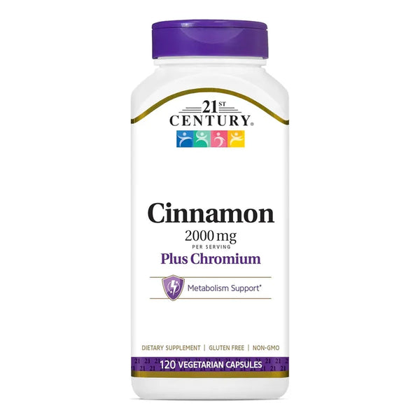 Canela 2000 Mg Con Cromo 120 Cápsulas Sin Gluten