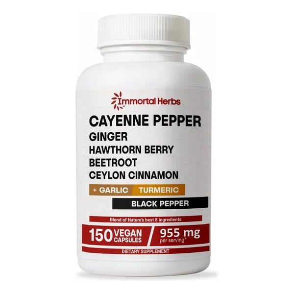 Cápsulas De Pimienta De Cayena Jengibre Ajo Extracto Herbal 150 Caps